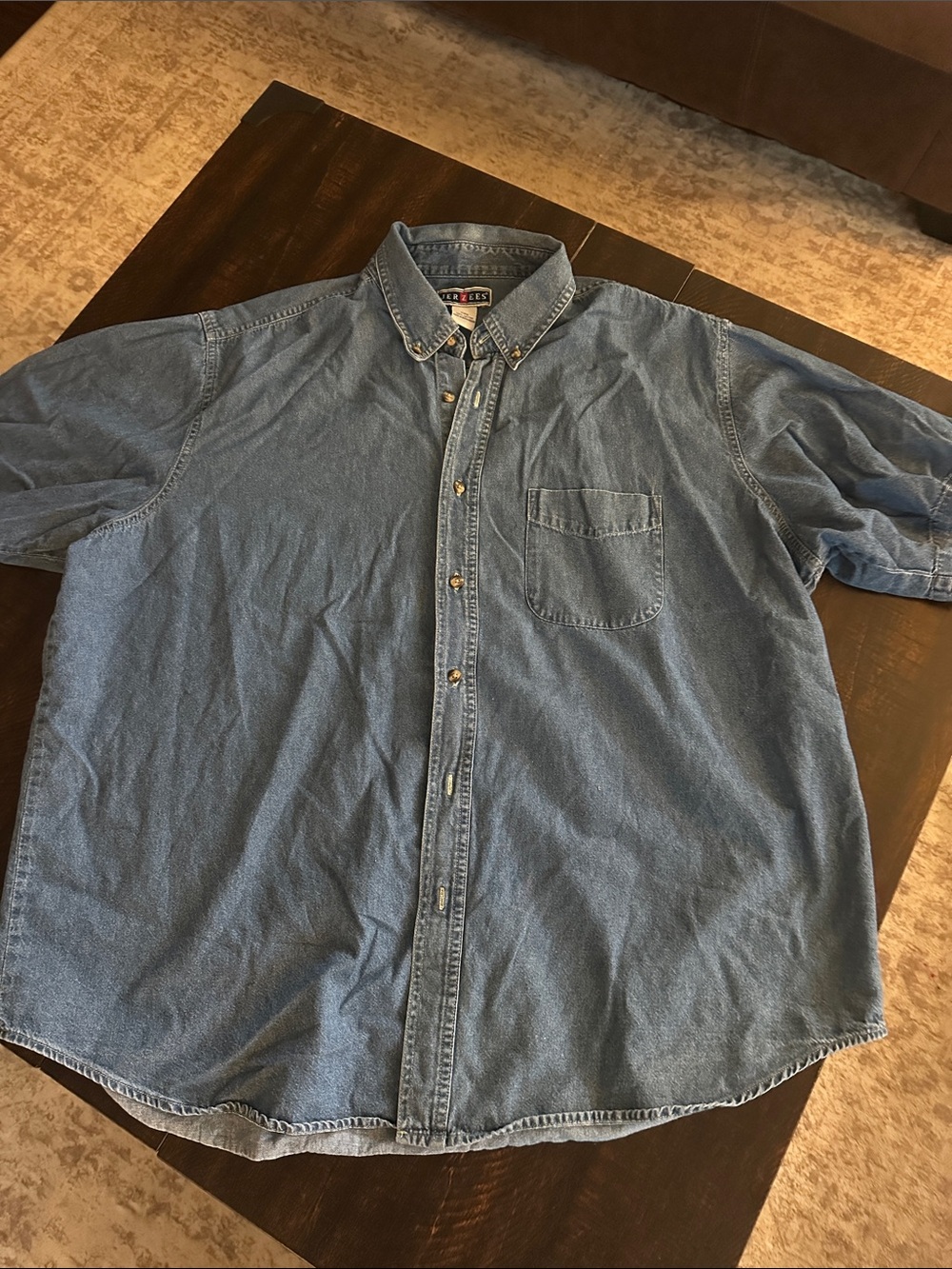 Jerzees Light Blue Denim Button-Down Shirt